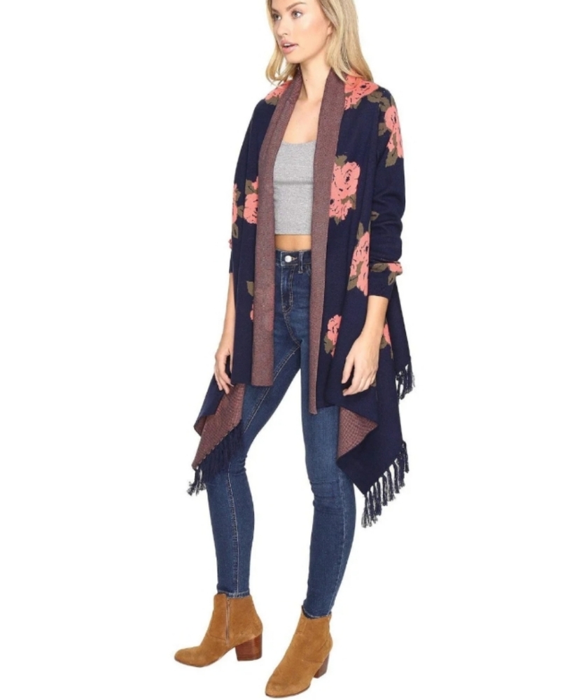 Revolve BB Dakota Malone Floral Fringe Cardigan Sm - Picture 4 of 8